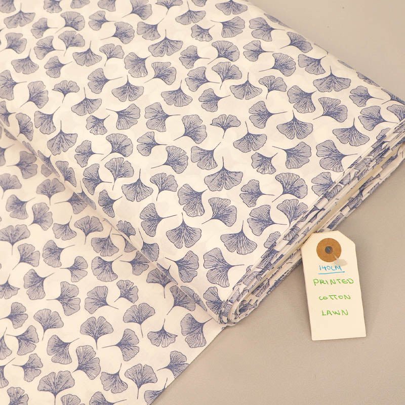 Laura Ashley Dressmaking COTTON LAWN - Falling Ginkgo - WHITE