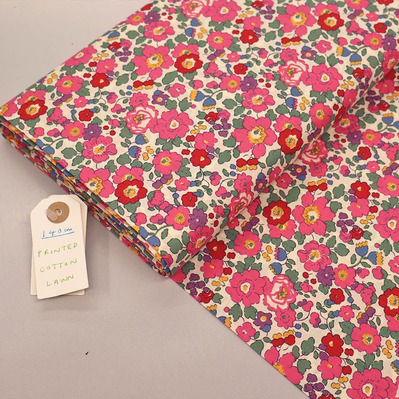 Laura Ashley Dressmaking Floral Cotton Lawn - Petal - Pink and Red