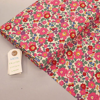 Laura Ashley Dressmaking Floral Cotton Lawn - Petal - Pink and Red