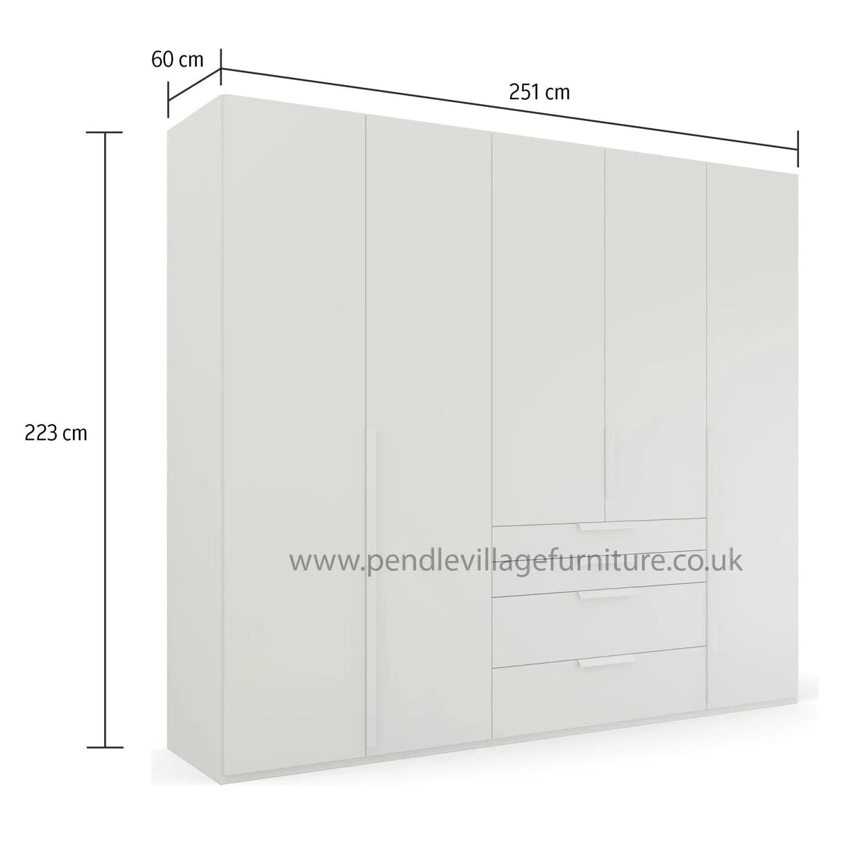Laura & Ashley Frans 250cm Decor 5 Door Wardrobe With Drawers