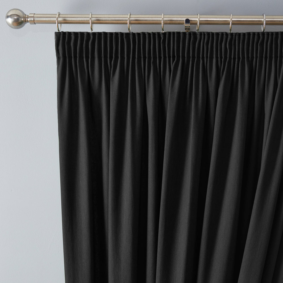 Laura Ashley Fusion Dijon Pencil Pleat Curtains  - Black