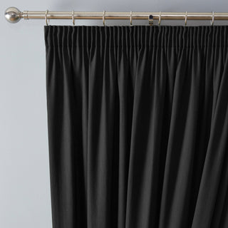 Laura Ashley Fusion Dijon Pencil Pleat Curtains  - Black