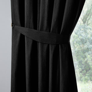 Laura Ashley Fusion Dijon Pencil Pleat Curtains  - Black