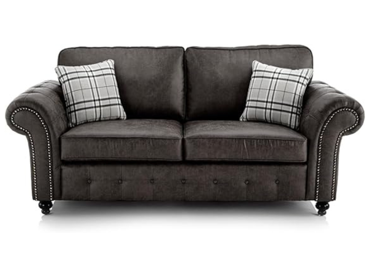 Laura Ashley Hugo Black Bonded Leather 3 Seater Sofa