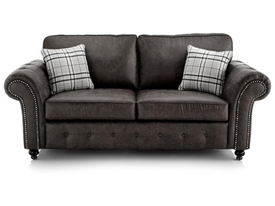 Laura Ashley Hugo Black Bonded Leather 3 Seater Sofa