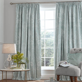 Laura Ashley Josette Blackout Pencil Pleat Curtains - Duck Egg