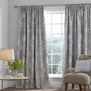 Laura Ashley Josette Blackout Pencil Pleat Curtains - Steel