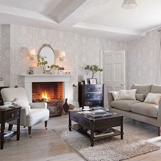 Laura Ashley Josette Wallpaper White / Dove Grey