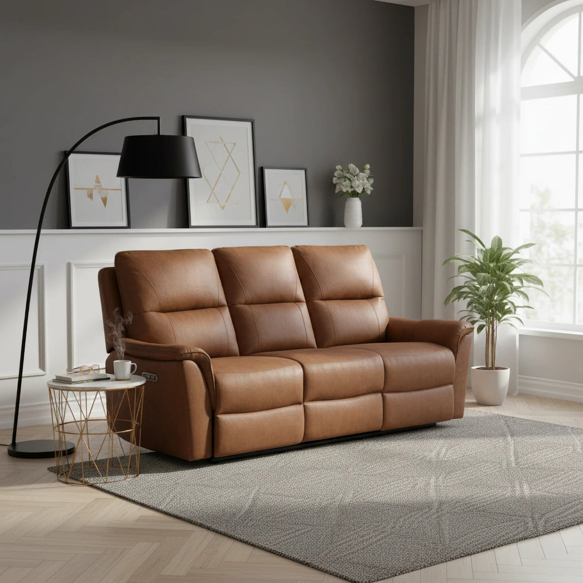 Laura Ashley Keswick Tan Fabric 3 Seater Sofa – Fixed or Power Recliner