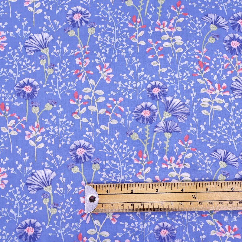 Laura Ashley LA Dressmaking Floral Cotton Lawn - Blue - Meadow