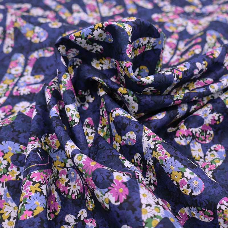 Laura Ashley LA Liberty Fabrics Tana Lawn™ Cotton - Flower Power - Blue and Purple