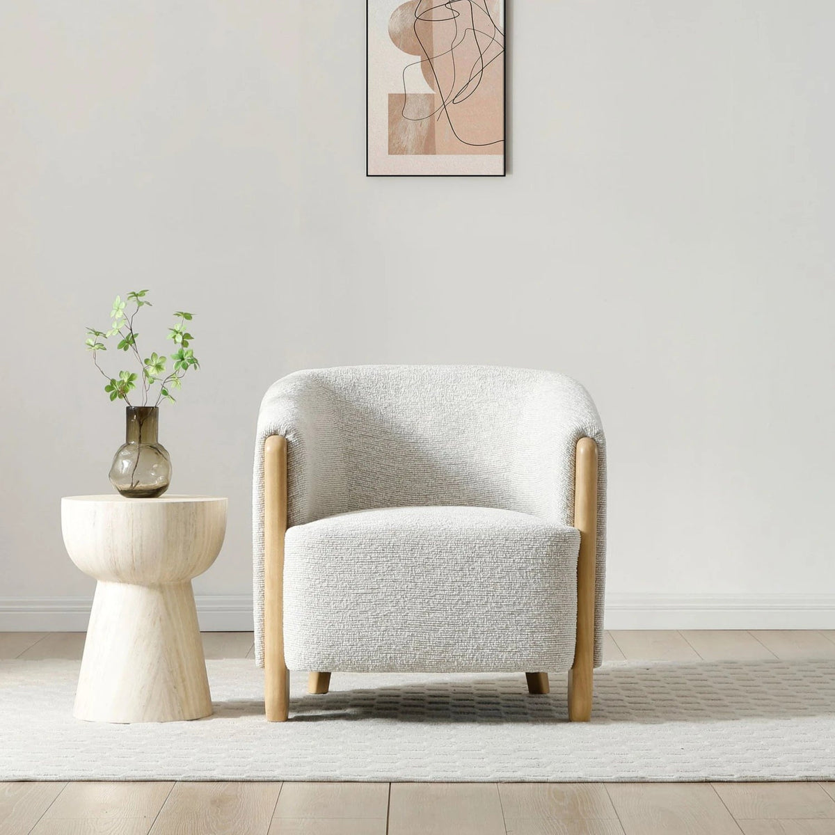 Laura Ashley Lilian Tub Chair in Natural Textured Woven Chenille