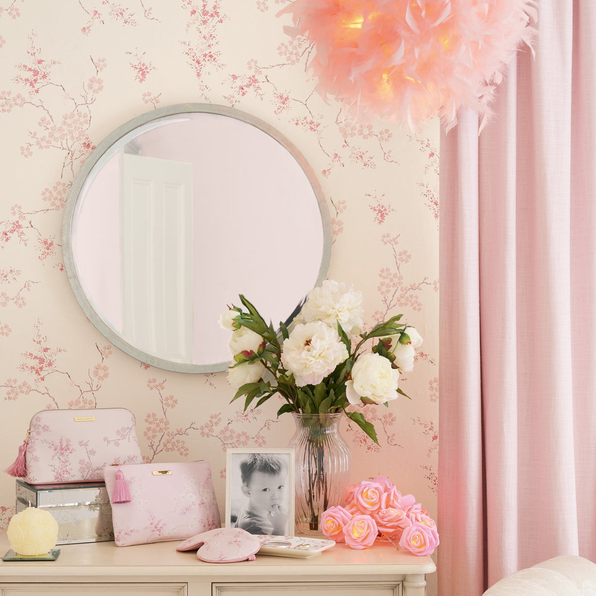 Laura Ashley Oriental Blossom Wallpaper Blush