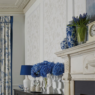 Laura Ashley Oriental Garden Pearlescent Wallpaper White