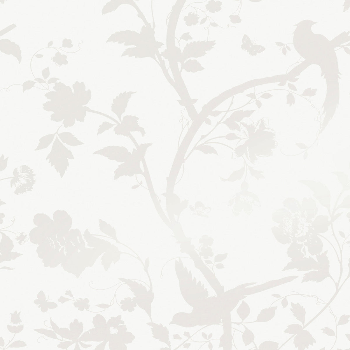 Laura Ashley Oriental Garden Pearlescent Wallpaper White