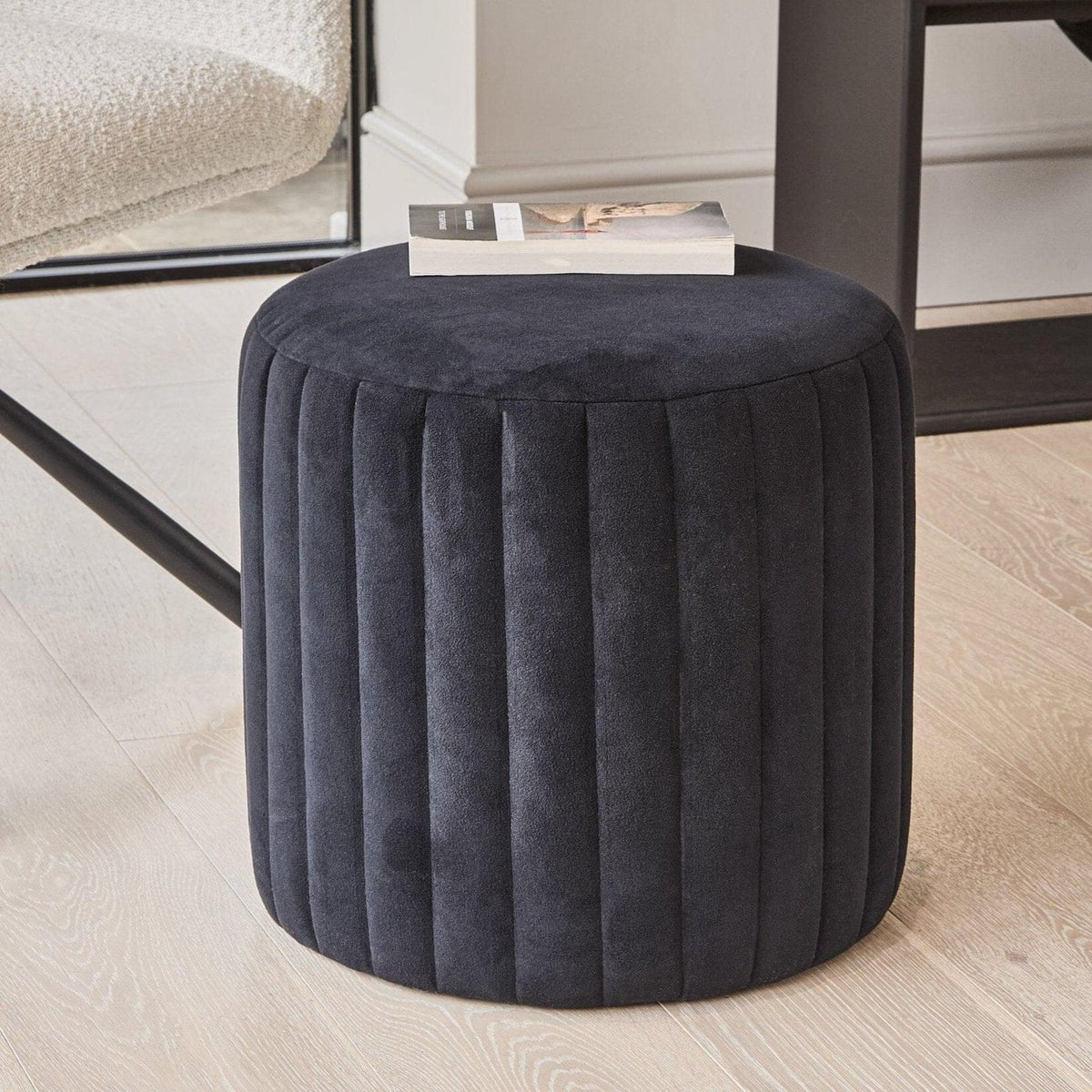 Laura Ashley Penelope Drum Stool - Black