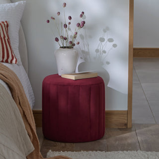 Laura Ashley Penelope Drum Stool - Burgundy Red