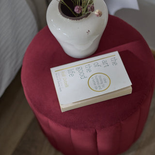 Laura Ashley Penelope Drum Stool - Burgundy Red