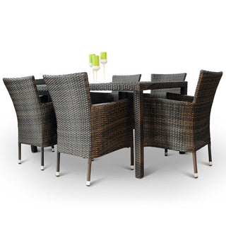 Laura Ashley Phyket Rattan Deluxe Outdoor 6 Seat Rectangular Dining Set