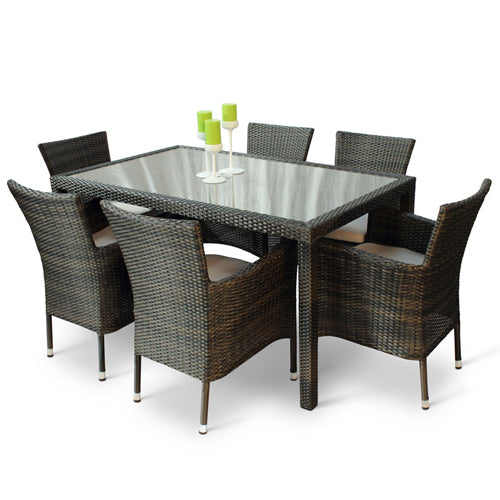 Laura Ashley Phyket Rattan Deluxe Outdoor 6 Seat Rectangular Dining Set