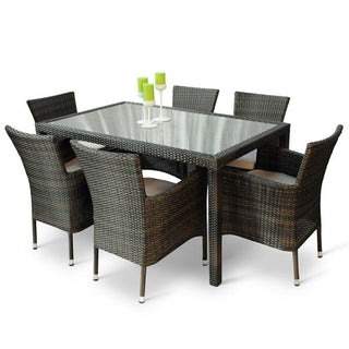 Laura Ashley Phyket Rattan Deluxe Outdoor 6 Seat Rectangular Dining Set