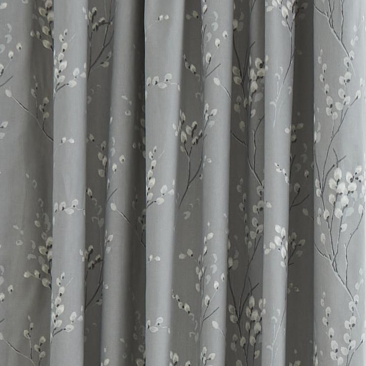Laura Ashley Pussy Willow Pencil Pleat Curtains - Steel