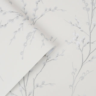 Laura Ashley Pussy Willow Wallpaper Off White / Steel