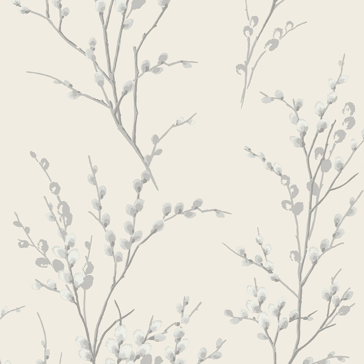 Laura Ashley Pussy Willow Wallpaper Off White / Steel