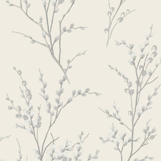 Laura Ashley Pussy Willow Wallpaper Off White / Steel