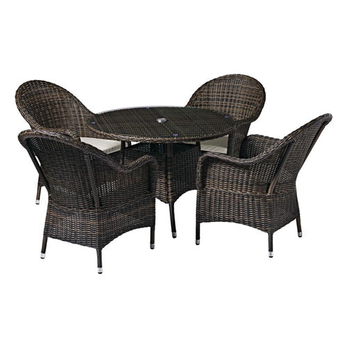 Laura Ashley Rattan Patio Dining Set with 4 Arm Chairs & Free Cushions