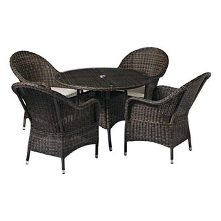 Laura Ashley Rattan Patio Dining Set with 4 Arm Chairs & Free Cushions