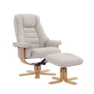 Laura & Ashley Scandi Faux Leather Swivel Recliner Chair and Footstool