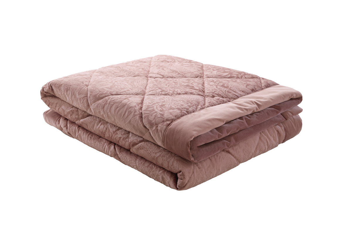 Laura Ashley Strawberry Thief Embossed Bedspread Tea Rose