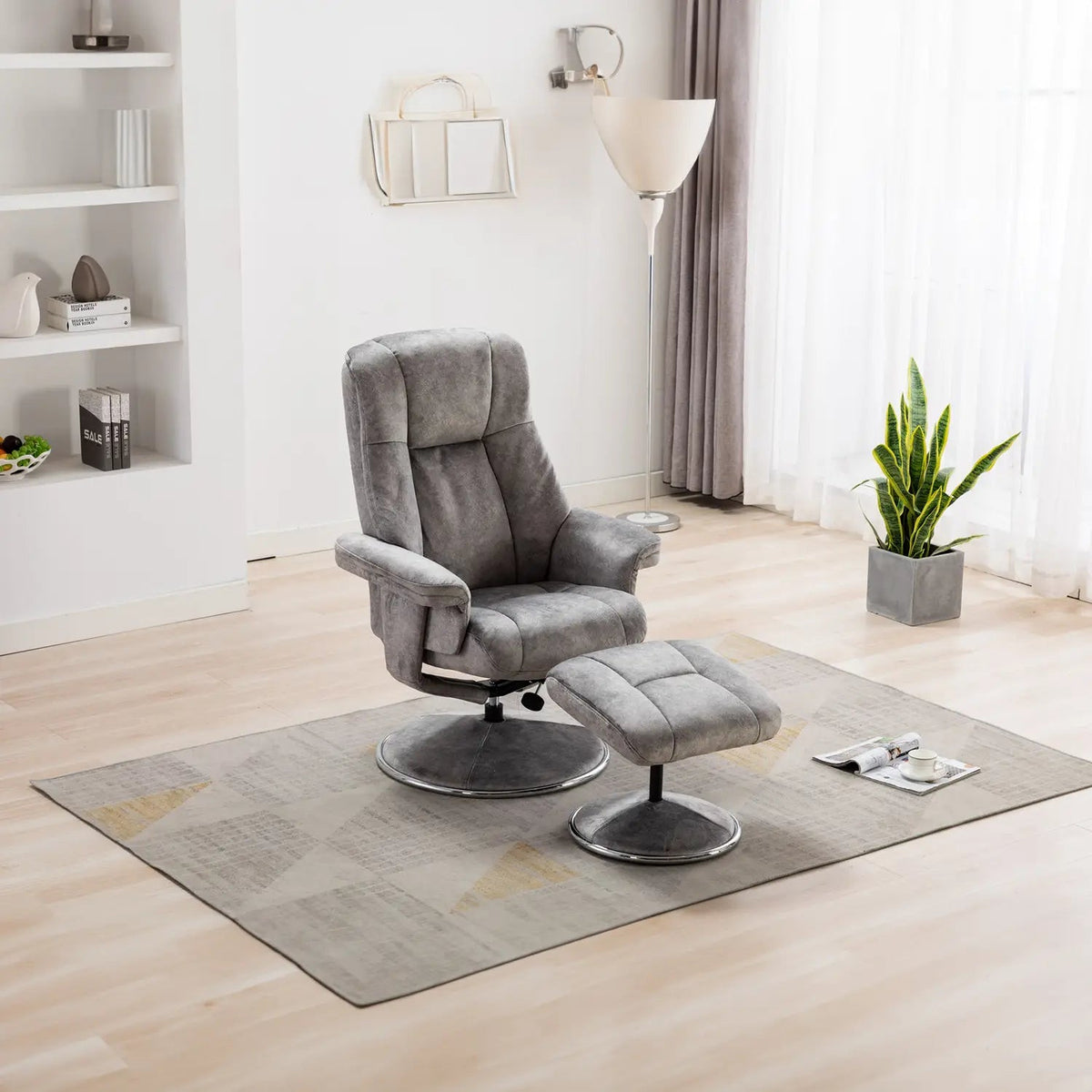 Laura Ashley Troy Fabric High-Back 360 Swivel Chair and Footstool