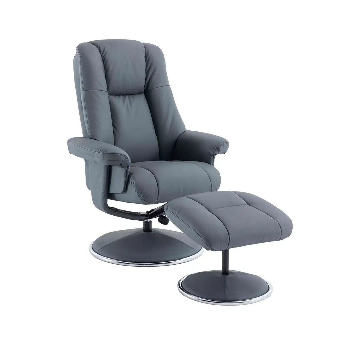 Laura Ashley Troy Leather Look High-Back 360 Swivel Chair and Footstool