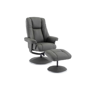 Laura Ashley Troy Leather Look High-Back 360 Swivel Chair and Footstool