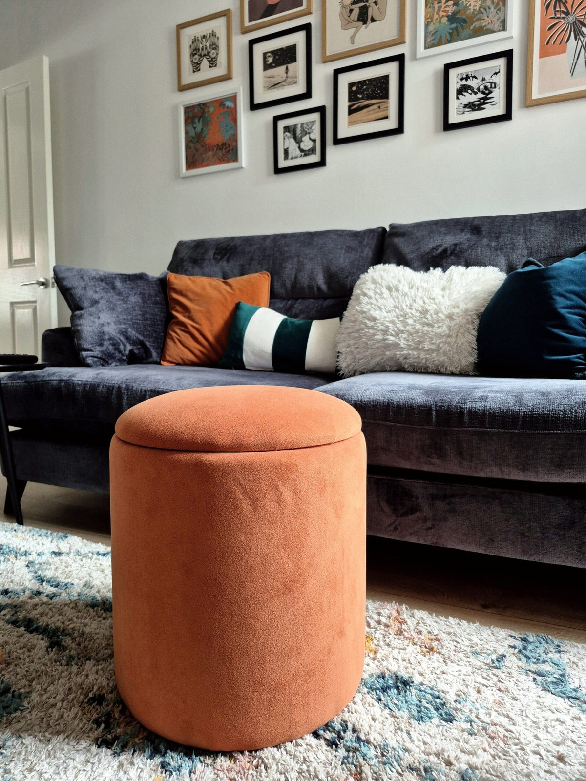 Laura Ashley UK Abigail Storage Pouffe/Footstool - Burnt Orange