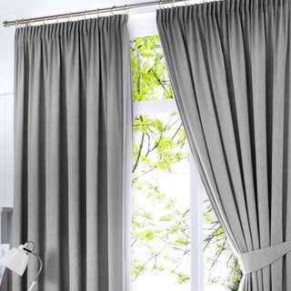 Laura Ashley UK Dijon Blackout Thermal Pencil Pleat Curtains - Silver