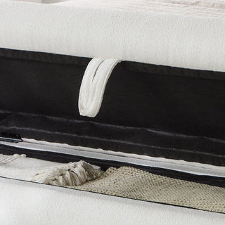 Laura Ashley UK Fleur Large Ottoman Footstool - Chalk White Boucle