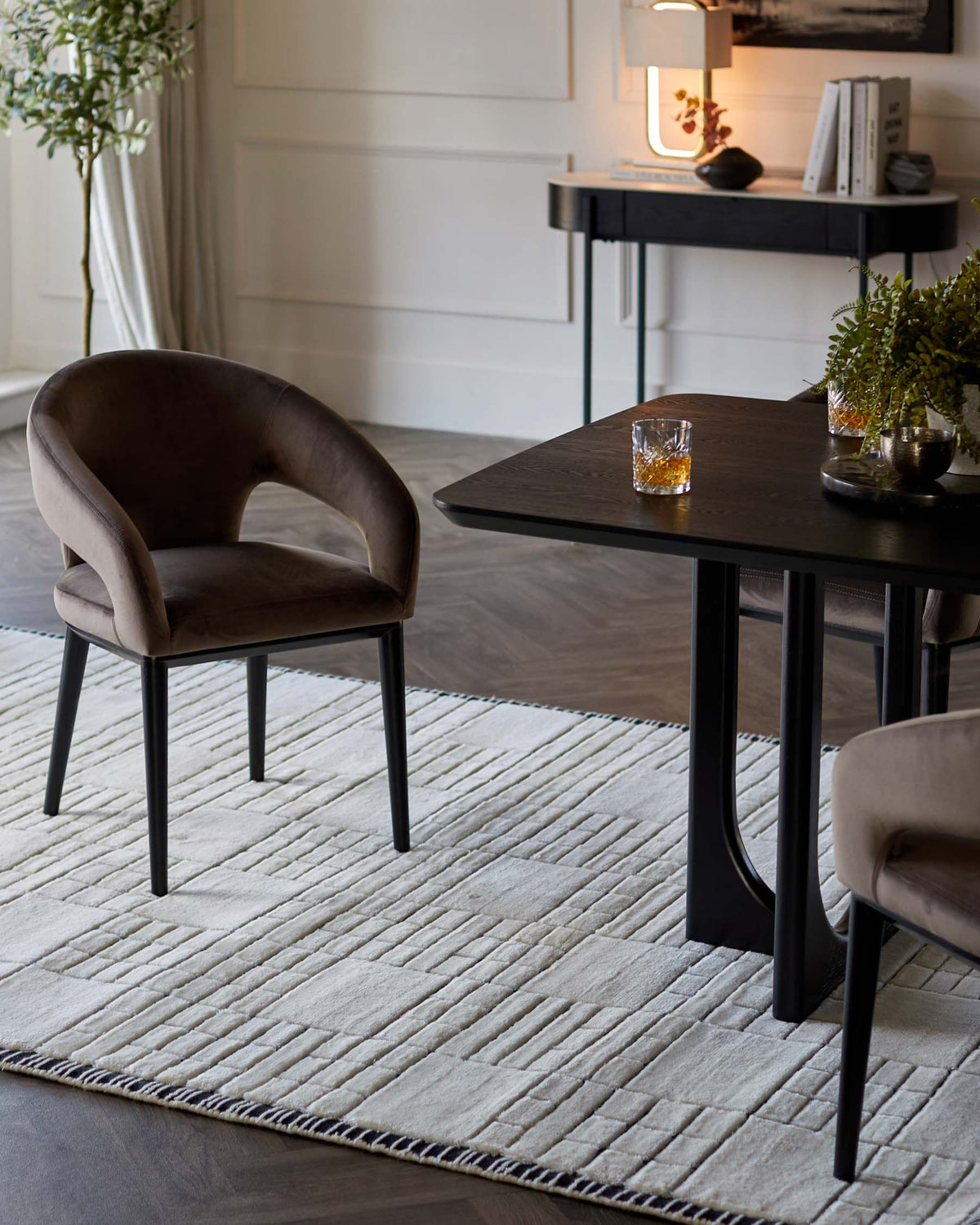 Laura Ashley UK Mosaic cream and black sculpted wool large rug