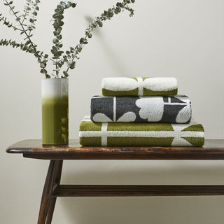 Laura Ashley UK Orla Kiely Cut Stem Moss / Charcoal Towels