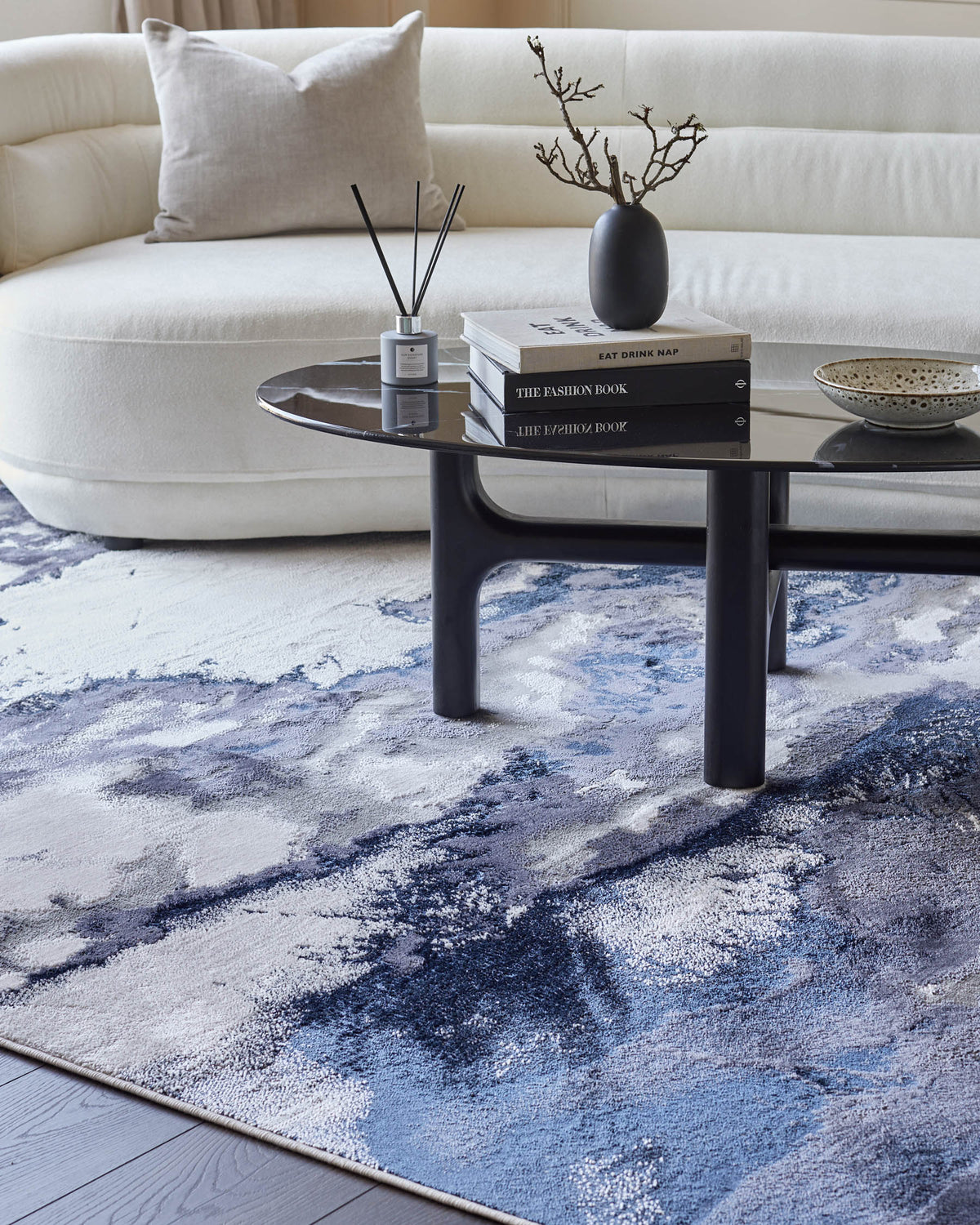 Laura Ashley UK Perla dark navy textured large rug