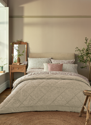 Laura Ashley UK Strawberry Thief Embossed Bedspread Oyster