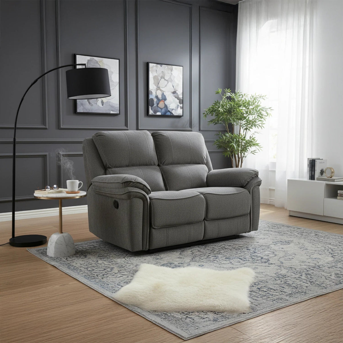 Laura Ashley Westminster Stone 2 Seater Manual Recliner Sofa