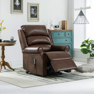 Laura & Ashley Windsor Brown Leather Lift & Tilt Recliner (Dual Motor)