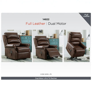 Laura & Ashley Windsor Brown Leather Lift & Tilt Recliner (Dual Motor)