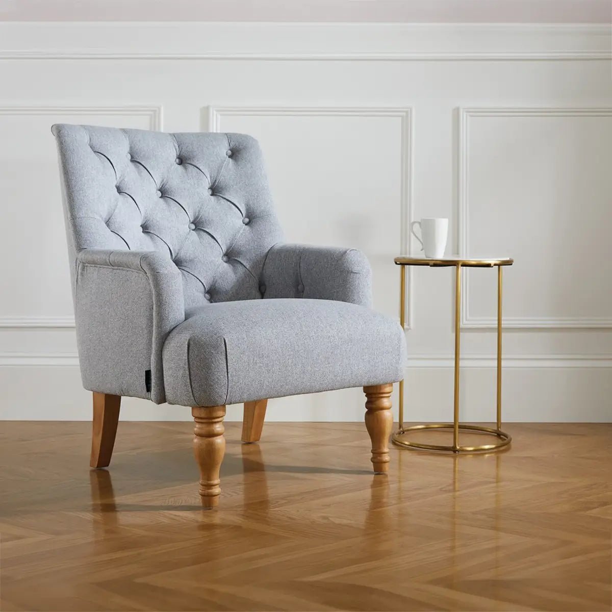LauraAshley Becky Occasional Grey Fabric Button Back Occasional Chair