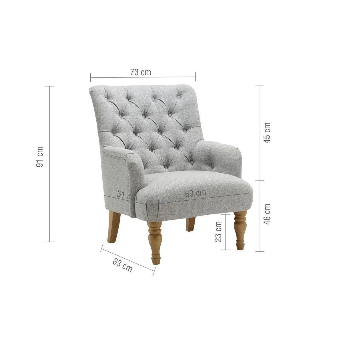 LauraAshley Becky Occasional Grey Fabric Button Back Occasional Chair