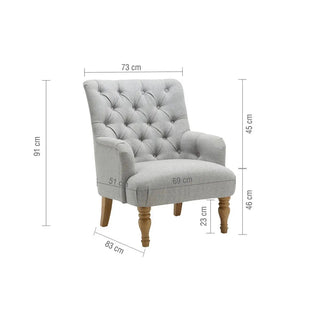 LauraAshley Becky Occasional Grey Fabric Button Back Occasional Chair