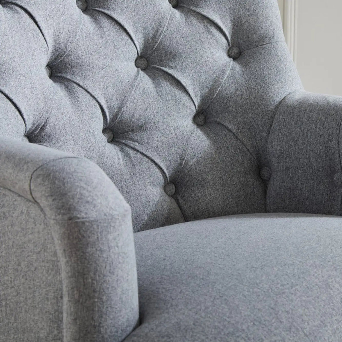LauraAshley Becky Occasional Grey Fabric Button Back Occasional Chair
